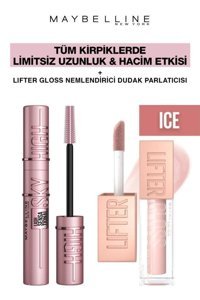 Maybelline New York Sky High Dev Limitsiz Kirpikler-Işıltılı Dolgun Dudaklar Makya Seti 002 Ice Makyaj Seti