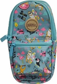 Kaukko K2325 Çok Renkli Çanta Kumaş Bölmeli 3 Gözlü Desenli Oval Cüzdan Kalemlik