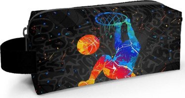 Coral High 22083 Gri-Lacivert Baskılı Bez Tek Gözlü Basketbol Dikdörtgen Cüzdan Kalemlik