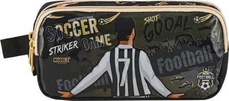 Muggle Mu-9142 Çok Renkli Desenli Bez Bölmeli Çift Gözlü Futbol Dikdörtgen Cüzdan Kalemlik