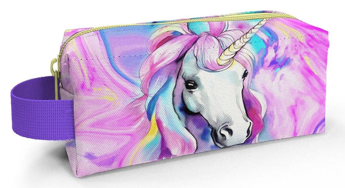 Coral High Çok Renkli Baskılı Bez Tek Gözlü Unicorn Dikdörtgen Cüzdan Kalemlik