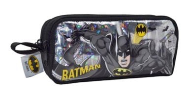 Piano 2033 Siyah Baskılı Kumaş - Pvc Bölmeli Çift Gözlü Batman Dikdörtgen Cüzdan Kalemlik