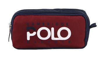 Cambridge Polo Club Preppy Kırmızı Baskılı Bez Bölmeli Çift Gözlü Yazılı Dikdörtgen Cüzdan Kalemlik