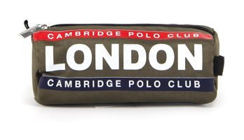 Cambridge Polo Club Haki Baskılı Bez Tek Gözlü Yazılı Üçgen Cüzdan Kalemlik