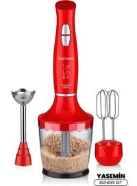 Goldmaster GM-7240K 800 ml Plastik Hazneli Turbolu 3'lü Blender Seti Kırmızı