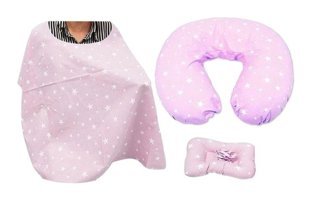 Sevi Bebe Yıldız Pamuklu Sırt Destekli Yıkanabilir Pembe Emzirme Yastığı