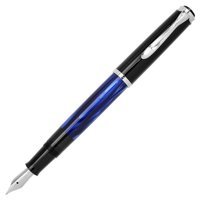 Pelikan Pistonlu Paslanmaz Çelik M Uç Ebruli Mavi Dolma Kalem