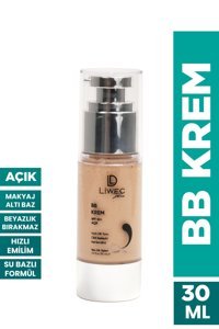 Liwec Derma Tüm Ciltler İçin Suya Dayanıklı Su Bazlı Sivilce Yapmayan Işıltılı BB Krem Açık Ton