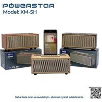 Powerstar Nostaljik XM-5H Radyolu Kahverengi Bluetooth Hoparlör
