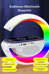 Qasul Gece Lambası Işıklı 3 W Beyaz Bluetooth Hoparlör