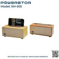 Powerstar Nostaljik XM-505 Radyolu Kahverengi Bluetooth Hoparlör