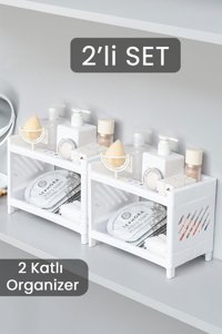 Meleni Home MHC-1186 2 Katlı Makyaj Organizeri Beyaz
