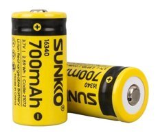 Sunkko 21072 16340 3.7 V 700 mAh Li-ion Kalem Şarjlı Pil 2'li