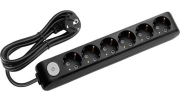 Viko Multi-Let 3500 W Kalın Topraklı Anahtarlı 6'lı 3 m Grup Priz Siyah