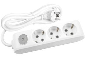 Avarson 3500 W Kalın Topraklı Anahtarlı 3'lü 50 m Uzatma Kablosu Beyaz