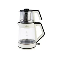 Karaca Retro Tea Otomatik Cam Demlikli 1900 W Işıklı Cam Gövdeli Beyaz Retro Çay Makinesi