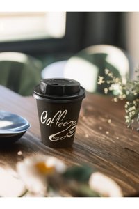 Bencup 8 oz Kapaklı Coffee Baskılı Karton Bardak 200'lü Kahverengi