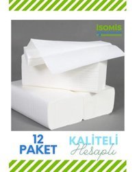 İsomis 2 Katlı 12'li Z Katlama Kağıt Havlu
