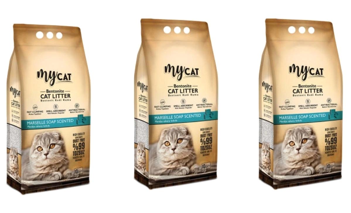 Mycat Topaklanan Kalın Taneli Bentonit Kedi Kumu 3x10 lt