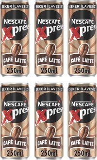 Nescafe Xpress Şekersiz Cafe Latte Soğuk Kahve 6x250 ml