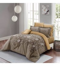 Monohome Autumn Pamuk-Saten 4 Mevsim 200 x 220 cm 3D Desenli Çarşaflı Çift Kişilik Nevresim Takımı Kahverengi