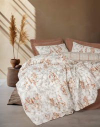 Cotton Box Pikesiz Pamuklu 4 Mevsim 200 x 220 cm Desenli Çarşaflı Çift Kişilik Nevresim Takımı Lamina Tarçın