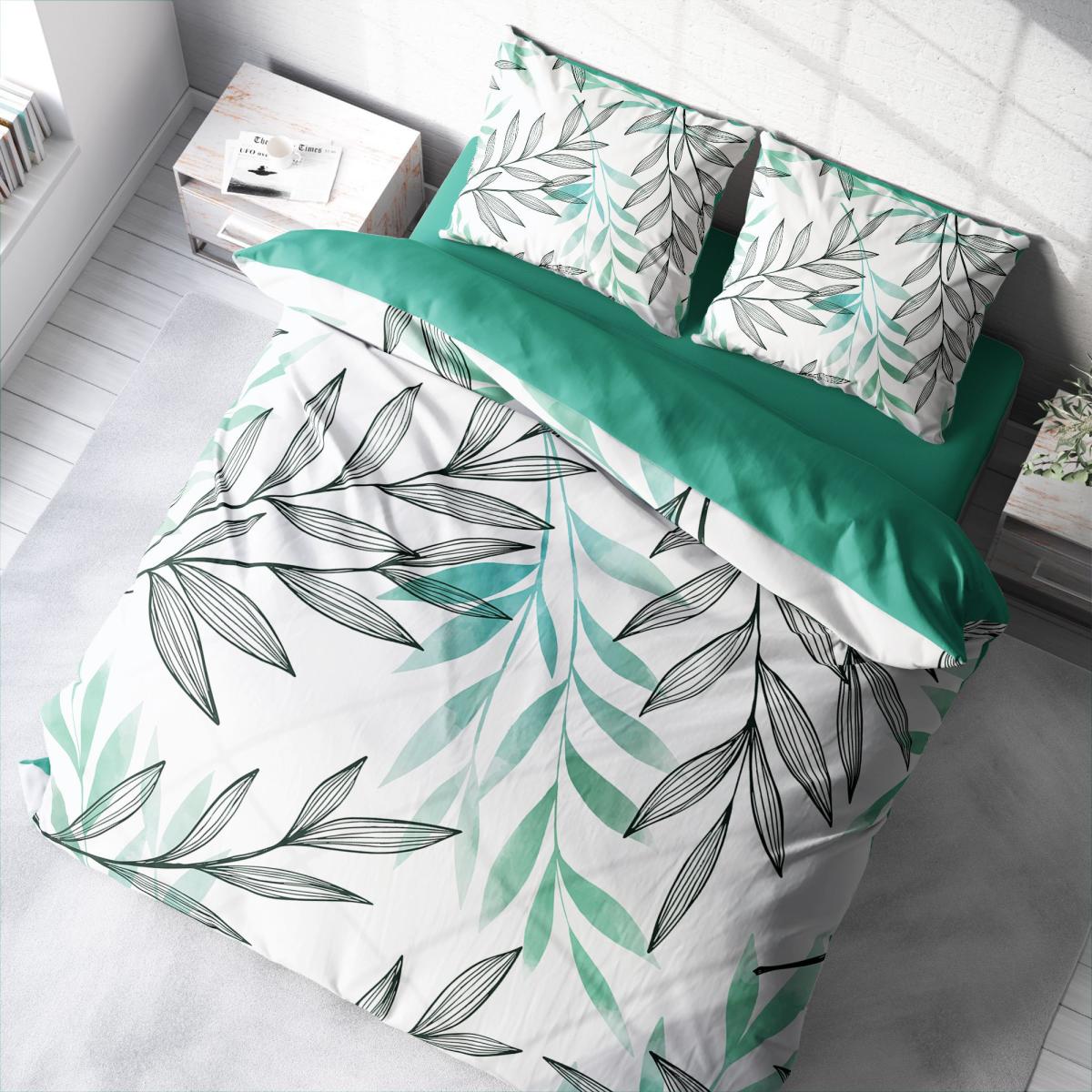 Monohome 3D Pamuk-Saten 4 Mevsim 200 x 220 cm Desenli Çarşaflı Çift Kişilik Nevresim Takımı Turkuaz