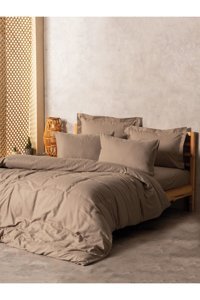 Cotton Box Plaid Ranforce Pamuk 160x220 cm Çarşaflı Tek Kişilik Nevresim Takımı Kahverengi
