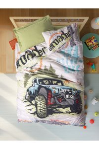 Cotton Box Junior Pamuk 100x200 cm Çarşaflı Lastikli Tek Kişilik Nevresim Takımı Yeşil