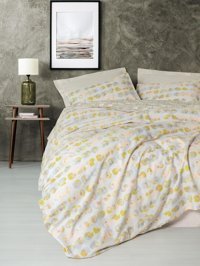 Cotton Box Minimal Pamuk 160x200 cm Çarşaflı Lastikli Tek Kişilik Nevresim Takımı Bej
