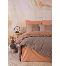 Cotton Box Brode Ranforce Pamuk 185x230 cm Tek Kişilik Nevresim Takımı Kiremit