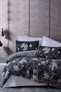 Cotton Box Dark Pamuk 160x220 cm Çarşaflı Lastikli Tek Kişilik Nevresim Takımı Gri