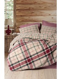 Cotton Box Warm Flanel Pamuk 160x220 cm Çarşaflı Lastikli Tek Kişilik Nevresim Takımı Bordo