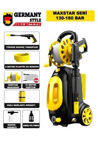 Germany Style 3000 W Deterjan Haznesli Tekerlekli 180 bar Elektrikli Basınçlı Yıkama Makinesi