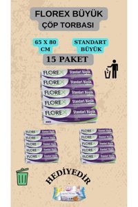 Florex Büyük Boy 65x80 cm Çöp Poşeti 10x15 Adet Siyah