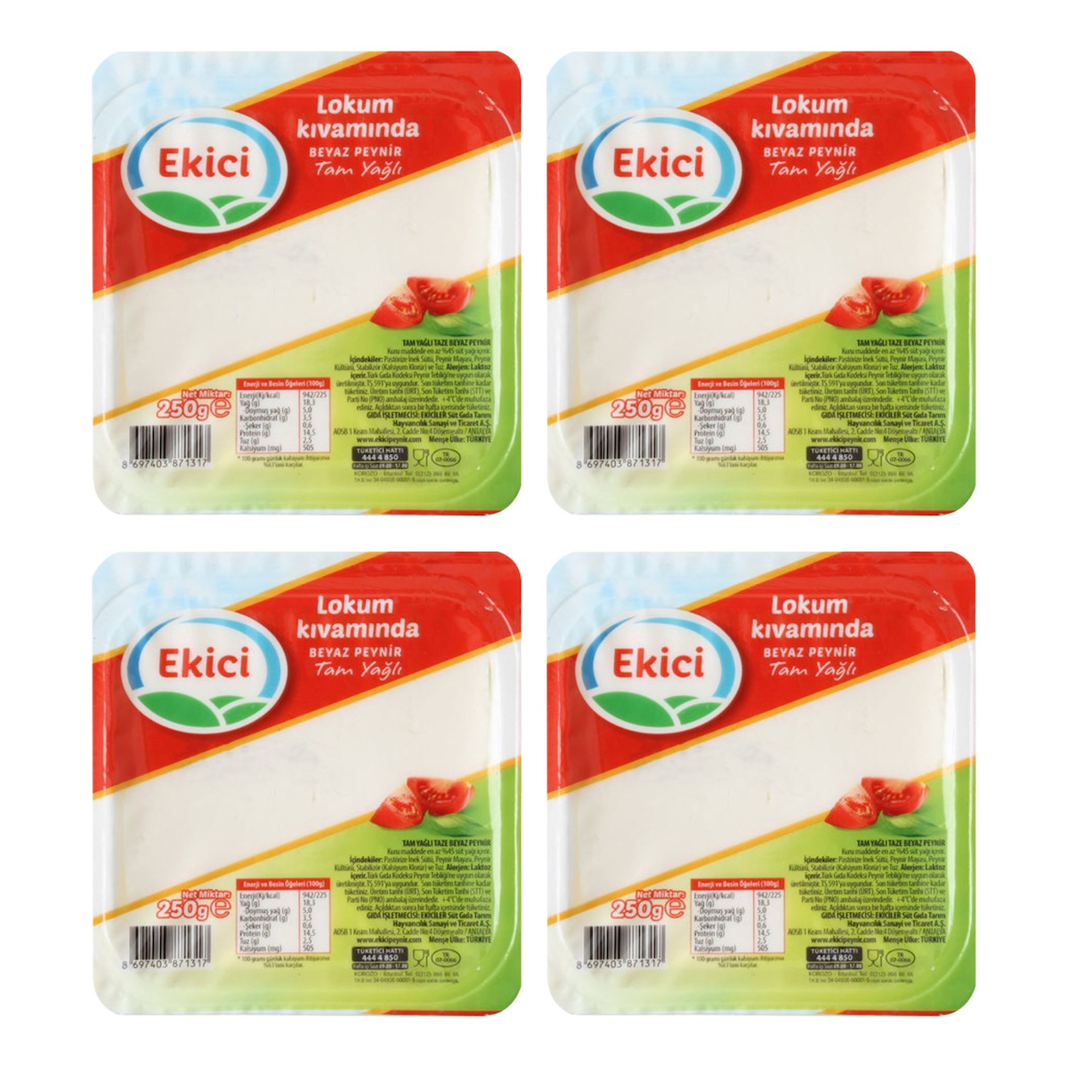 Ekici Lokum Kıvamında Beyaz İnek Peynir 4x250 gr