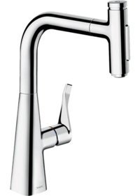 Hansgrohe Metris Select M71 73822000 Spiralli Çift Girişli Çevirmeli Eviye Bataryası Krom