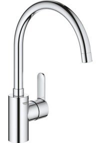 Grohe Eurostyle Cosmopolitan Spiralli Kuğu Çift Girişli Çevirmeli Eviye Bataryası Krom