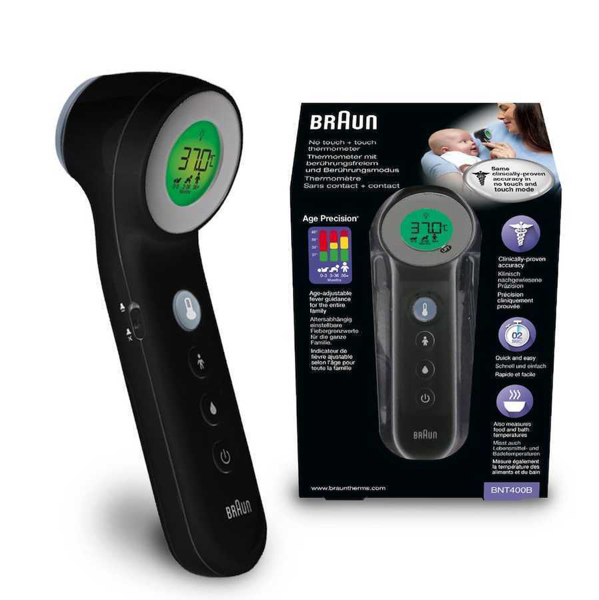 Braun BNT400BWE Black Edition Alından Temassız Dijital Tabanca Yetişkin Ateş Ölçer