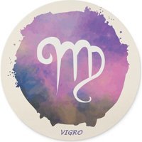 WuW Başak Burcu Sembol Yuvarlak 20 cm S Mousepad Beyaz-Mor