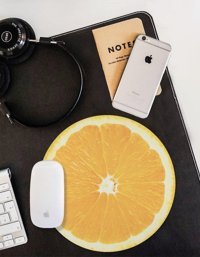WuW Yuvarlak Portakal Dilimi 20 cm S Mousepad Turuncu