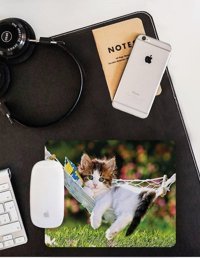 WuW Keyifçi Kedi 22x18 cm S Mousepad Çok Renkli