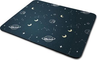 WuW Yıldız Haritası 22x18 cm S Mousepad Beyaz-Siyah
