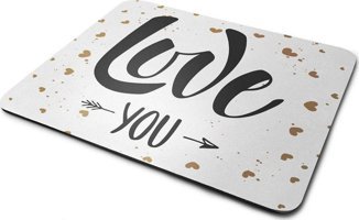 WuW Love You 22x18 cm S Mousepad Beyaz-Siyah