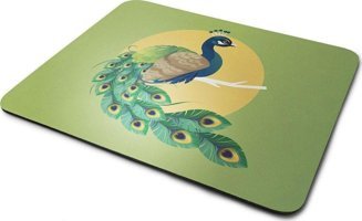 WuW Tavuskuşu Desen 22x18 cm S Mousepad Çok Renkli