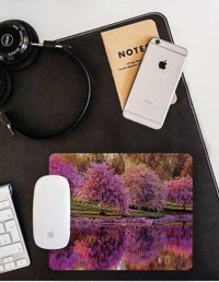 WuW Mor Çiçekli Ağaçlar 22x18 cm S Mousepad Mor