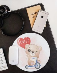 WuW Yuvarlak Aşık Ayıcık 20 cm S Mousepad Çok Renkli
