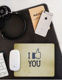 WuW I Like You 22x18 cm S Mousepad Krem-Siyah