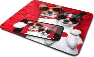 WuW Selfici Köpekler 22x18 cm S Mousepad Çok Renkli
