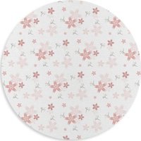 WuW Çiçek Desen Yuvarlak 20 cm S Mousepad Beyaz-Pembe
